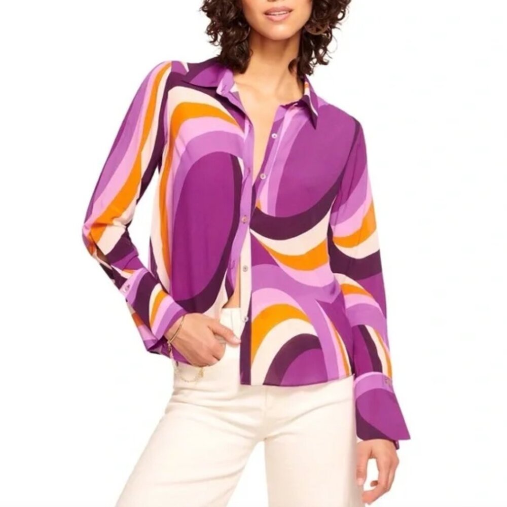 NWT Ramy Brook Louella Long Sleeve Button down, size XXS